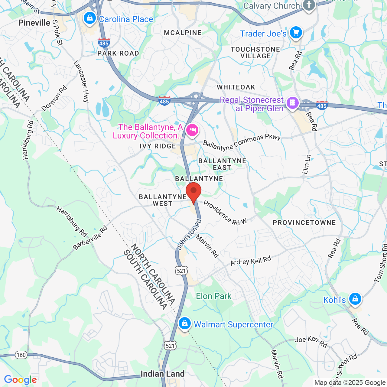 Google map image of our location in 15033 Ballancroft Parkway Charlotte, NC